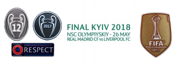 2017 UCL Champions & FINAL KYIV 2018 REAL MADRID VS LIVERPOOL & Honor 12 & Respect & 2017 CWC Badges