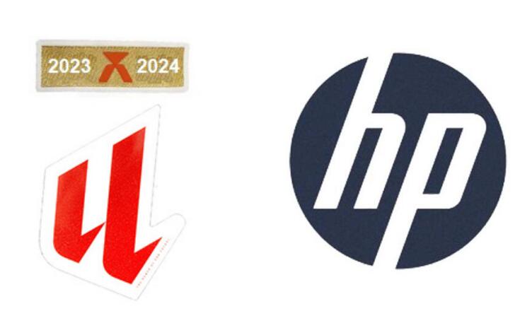 Crachá de campeão da La Liga 24/25 e da La Liga 23/24 e patrocinador HP (Away)